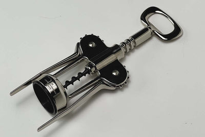 Wing corkscrew for opening wine bottles.